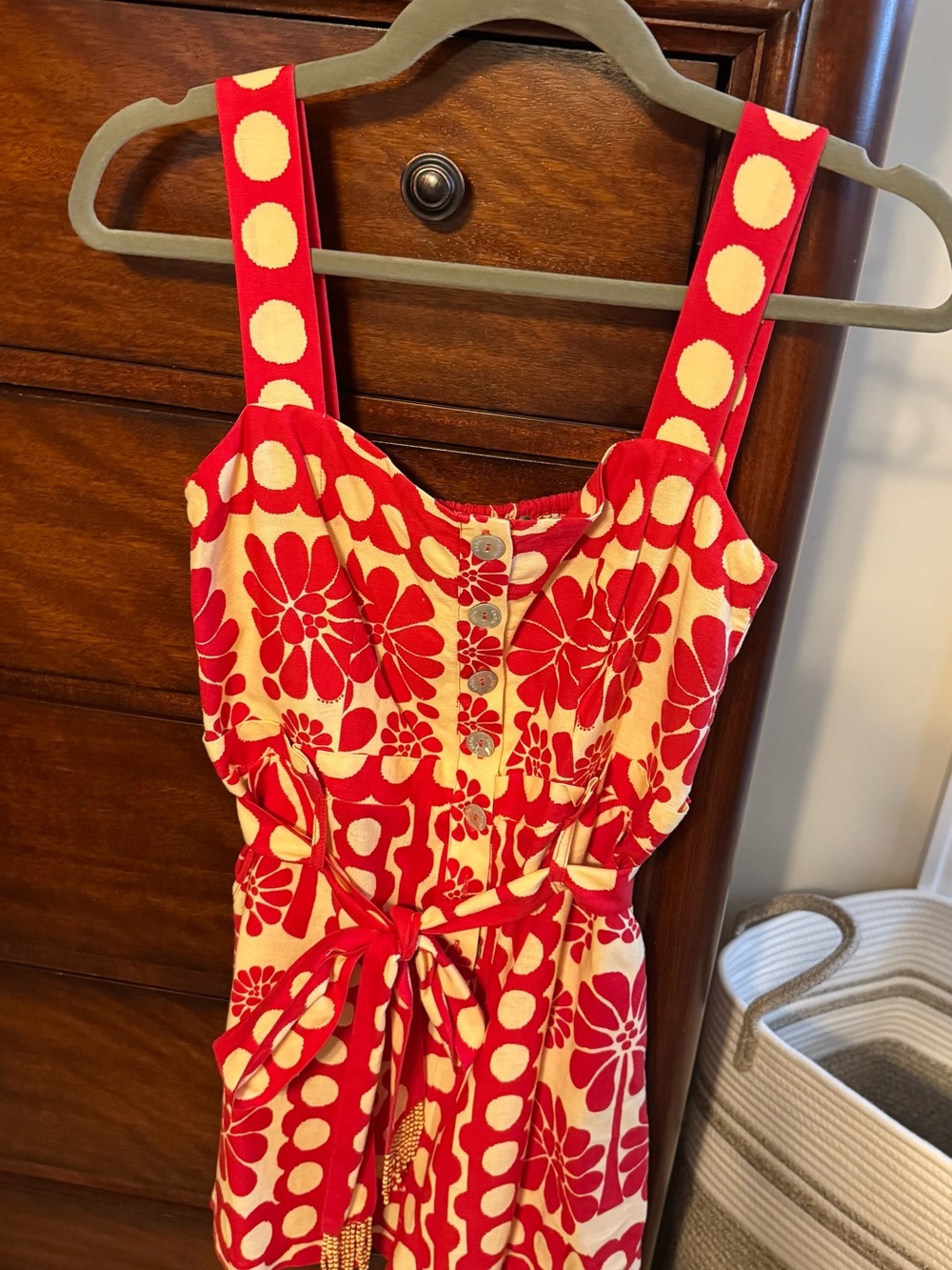 FARM Rio Red and Cream Floral Belted Romper - Picture 3 of 4